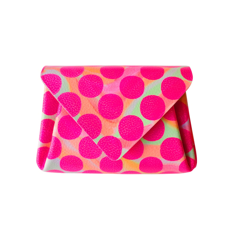 レザーミニウォレット ダブル ネオンピンク 【Leather Mini Wallet Clea