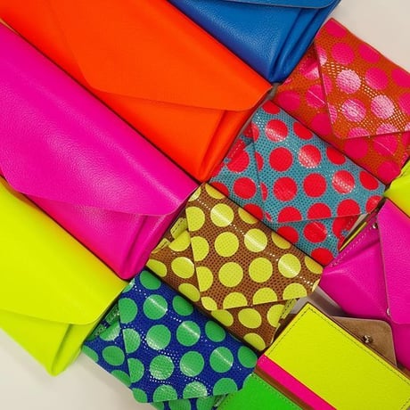 ドットレザー ミニウォレット ネオンカラー 【Dot Leather Mini Wallet NeonColor】