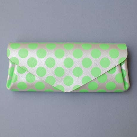レザーロングウォレット クリアドット ネオングリーン【Leather Long Wallet Clear Dot Neon Green】