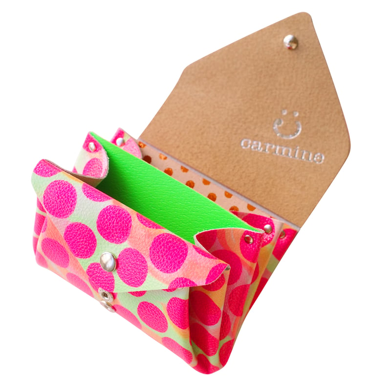 レザーミニウォレット ダブル ネオンピンク 【Leather Mini Wallet Clea