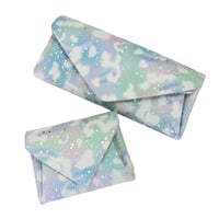 New! レザーロングウォレット/ミニウォレット 雲 レインボー【Leather Long /Mini Wallet Kumo Rainbow】