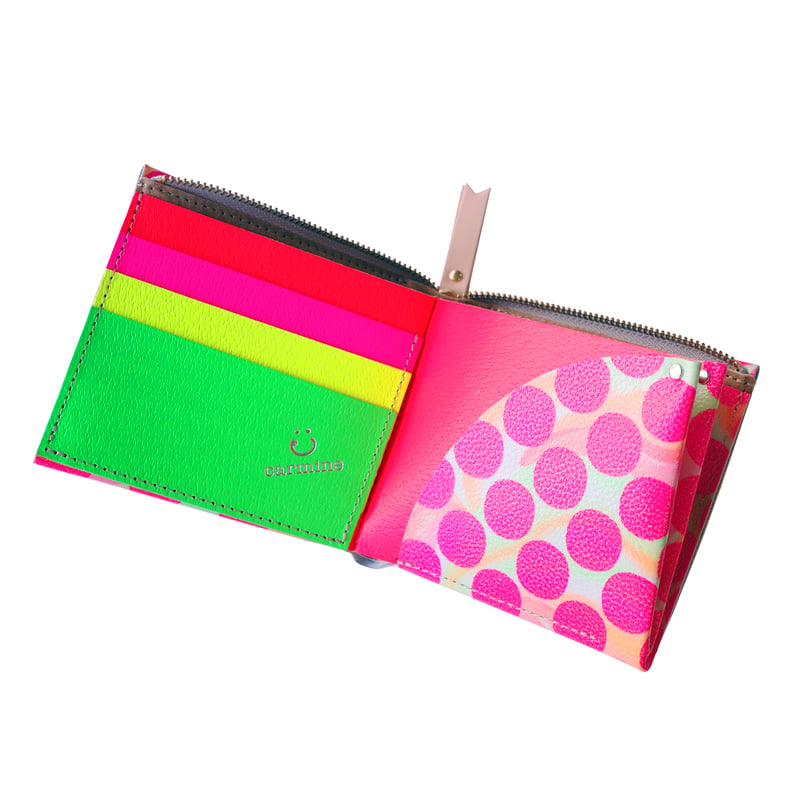 ワンウォレット ダブル ネオンピンク【One Wallet Clear Dot Double