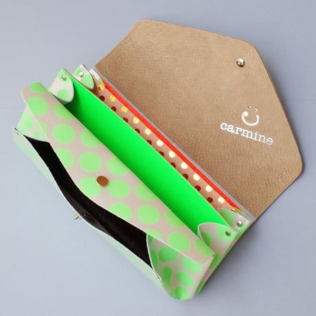 レザーロングウォレット クリアドット ネオングリーン【Leather Long Wallet Clear Dot Neon Green】