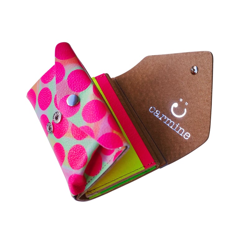 サイカラフルサイ　　ピンクサイ コンパクトウォレット ダブル ネオンピンク【Compact Wallet Clear Dot