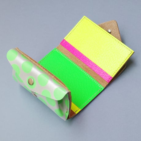 コンパクトウォレットクリアドット ネオングリーン 【Compact Wallet Clear Dot Neon Green  】