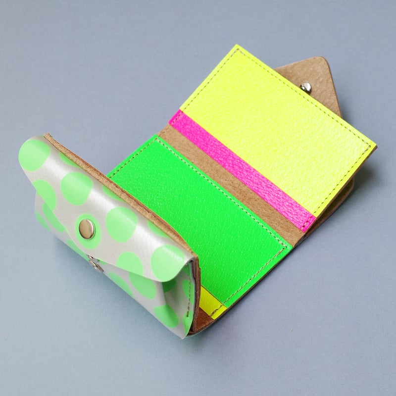 コンパクトウォレットクリアドット ネオングリーン 【Compact Wallet