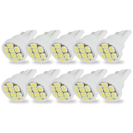 T10 8連（8SMD） LEDバルブ 10個 1206 ウェッジ球 12V