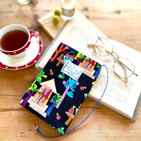 Little Story アリス 水色 文庫本サイズ ブックカバー ハンドメイド