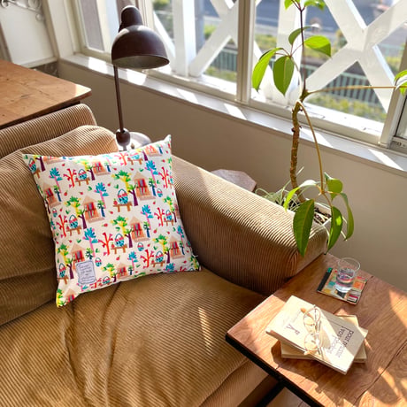 クッションカバー【森】（クリーム・ブラック）【全２色】