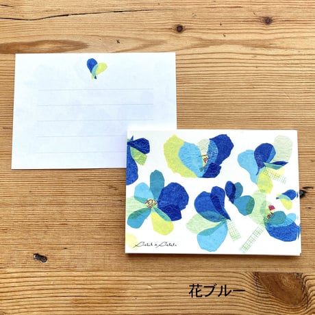 2個セット＊一筆箋【花ピンク＆ブルー】