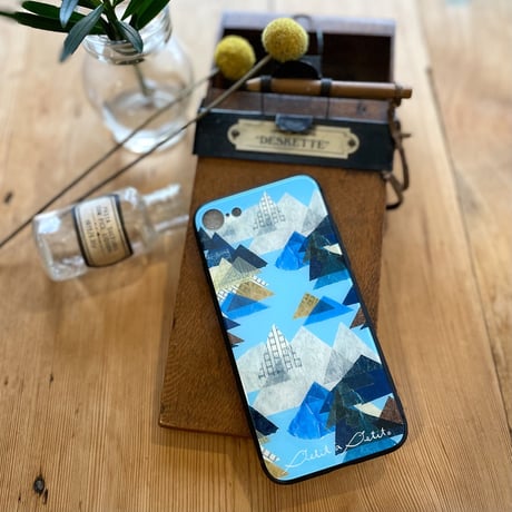 iPhoneガラスケース・Mサイズ【山】（全６色）
