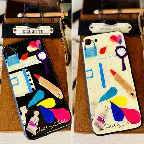 【注文後キャンセル不可】iPhoneガラスケース【文房具】（全２色）