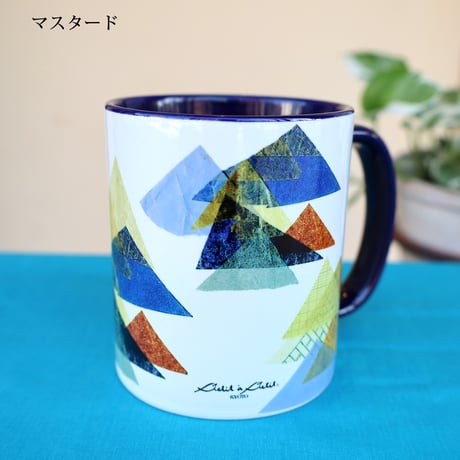 バイカラーマグカップ【山】（ブルー、エメラルド、マスタード）【全3種】