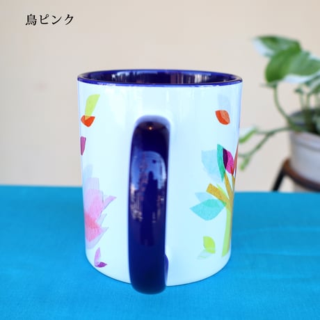 バイカラーマグカップ【鳥】（ブルー、ピンク）全2色