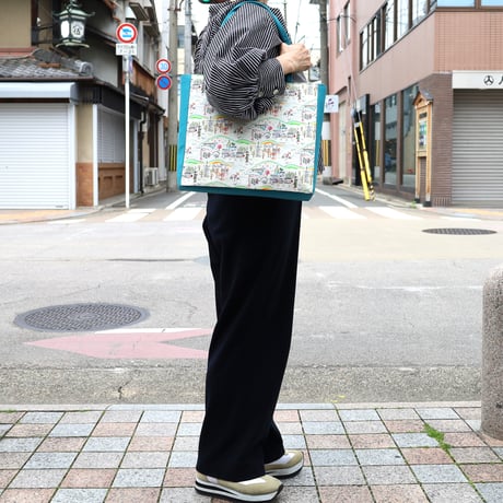帆布色ターコイズ＊ショルダートート【京都】