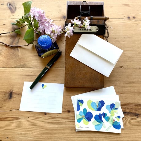 2個セット＊一筆箋【花ピンク＆ブルー】