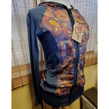 chami LONG SLEEVE フードラッシュ Paisley Navy