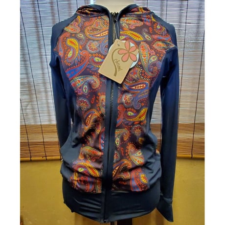 chami LONG SLEEVE フードラッシュ Paisley Navy