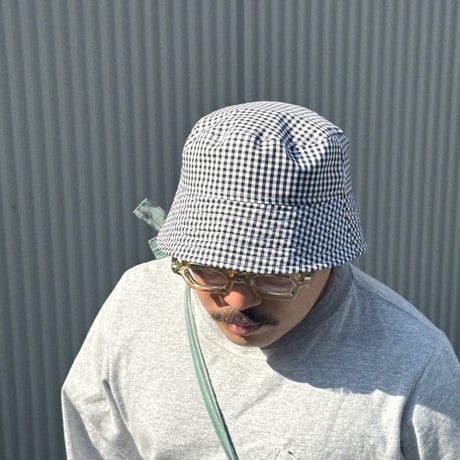 BUCKET SLOPE HAT “GINGHAM CHECK” DARK NAVY