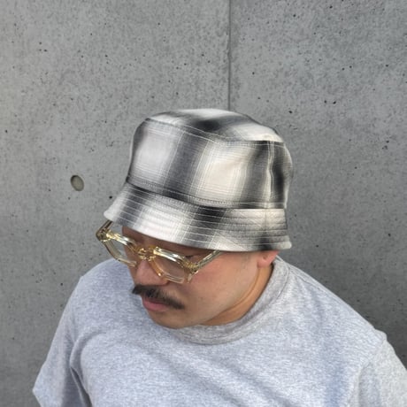 【IN STOCK】(M size)BUCKET SHORTER HAT　"OMBRE CHECK"  WHITE