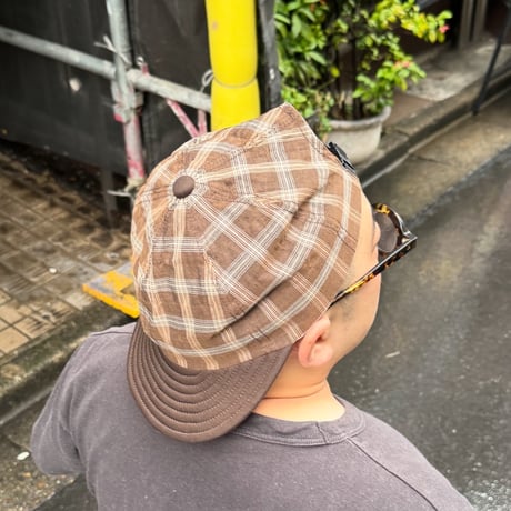 LOW STRAP CAP  -MULTI CHECK-  BROWN