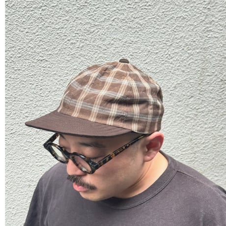 LOW STRAP CAP  -MULTI CHECK-  BROWN