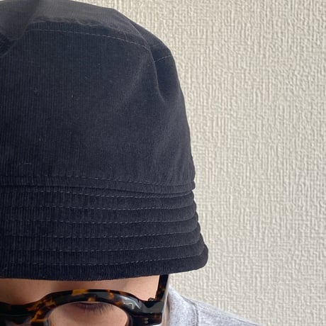 BUCKET SHORTER HAT　"THIN CORDUROY"    BLACK