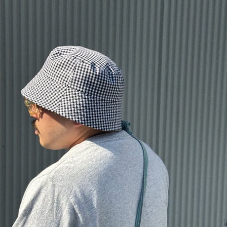 BUCKET SLOPE HAT “GINGHAM CHECK” DARK NAVY