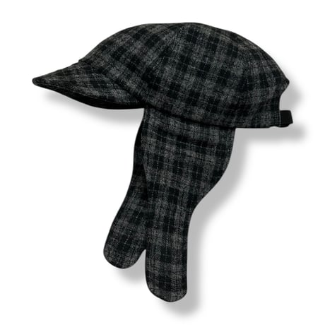 EAR FLAP CAP “WOOL” BLACK CHECK