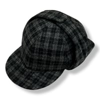 EAR FLAP CAP “WOOL” BLACK CHECK