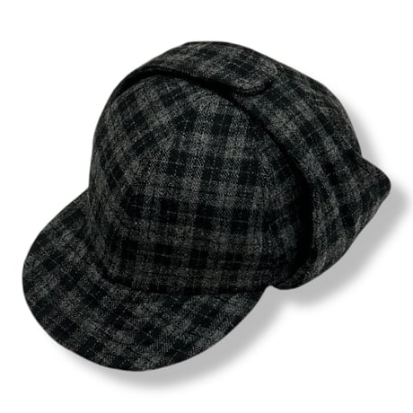 EAR FLAP CAP “WOOL” BLACK CHECK