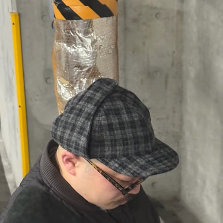 EAR FLAP CAP “WOOL” BLACK CHECK