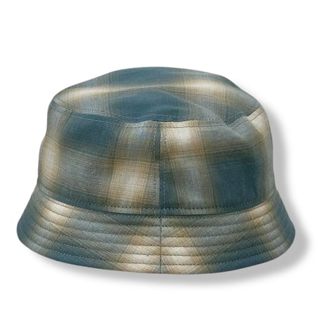 BUCKET SHORTER HAT　"OMBRE CHECK" SMOKY BLUE
