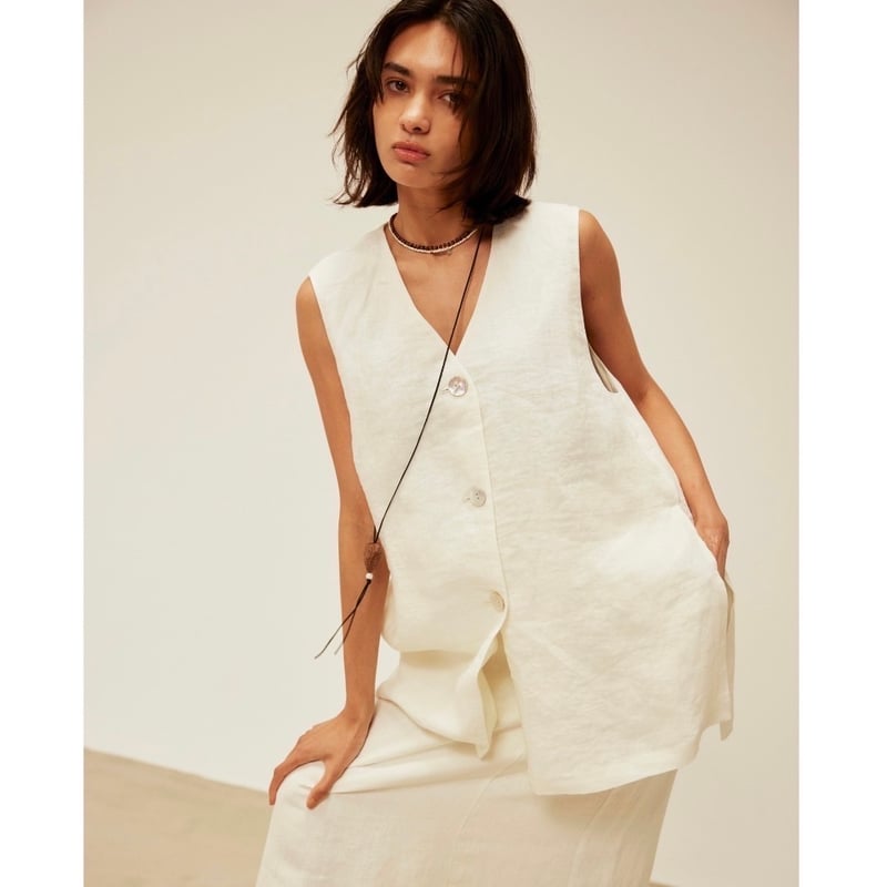 ハイウエストロングパンツ　春夏用　シンプルデザインスリット入りデートにも最適 SOMETHING 2025春夏新作 セール21%OFF サムシング クール COOL