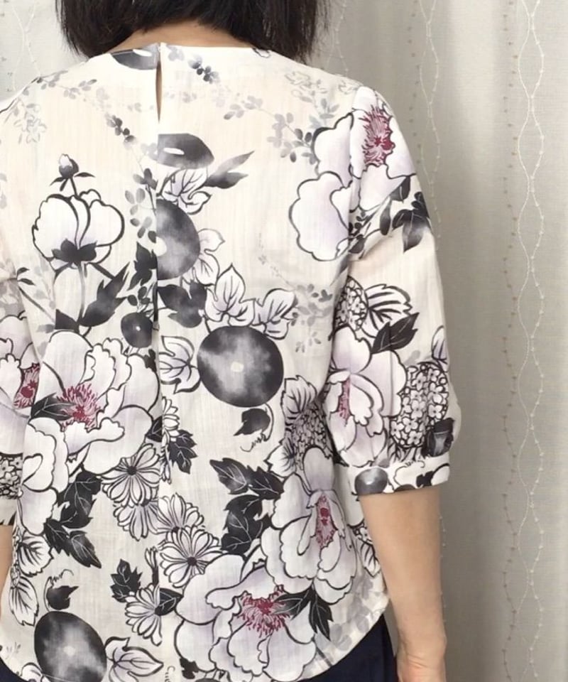 着物リメイクパターン：Tブラウス7分丈袖パフスリーブ（作り方