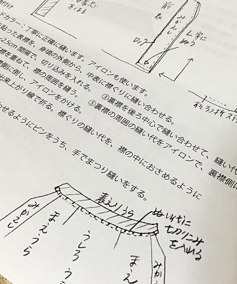 着物リメイクパターン：ライトジャケット：バンドカラー＆フード