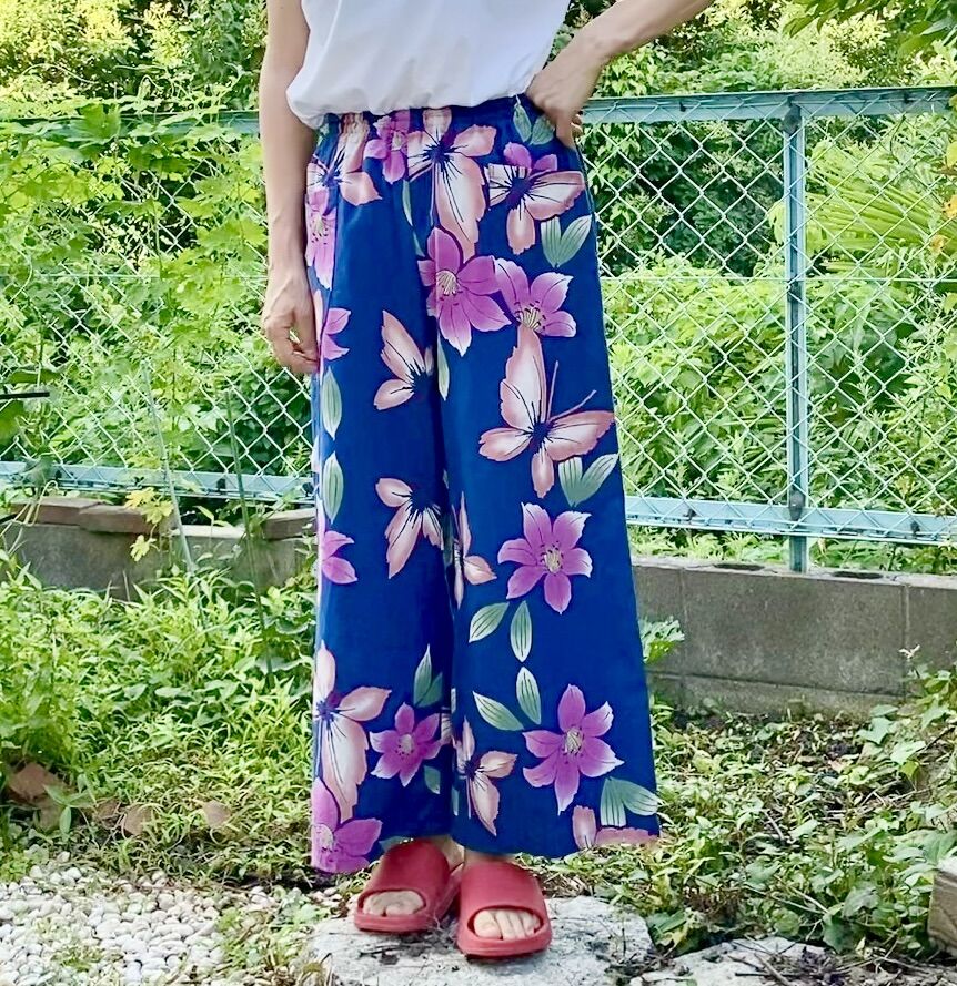 正絹着物地ワイドパンツ 正絹着物地ワイドパンツ