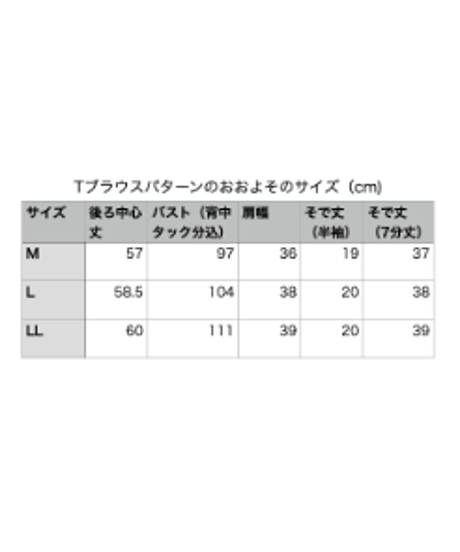 着物リメイクパターン：Tブラウス半袖（作り方つき）