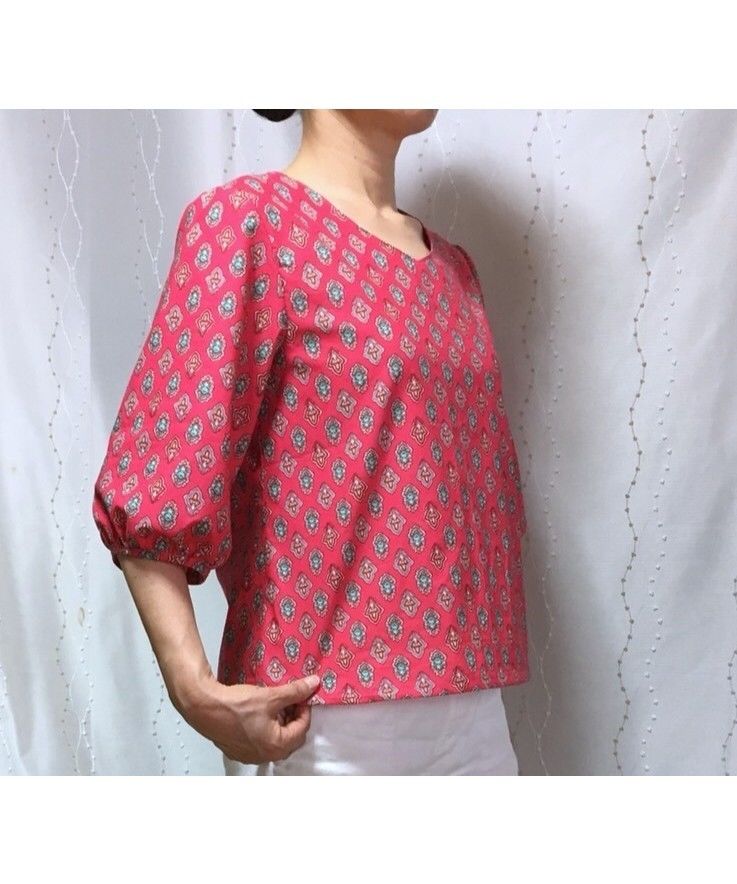 ハンドメイド・正絹着物・パフスリーブカットソー ハンドメイド・正絹着物・パフスリーブカットソー