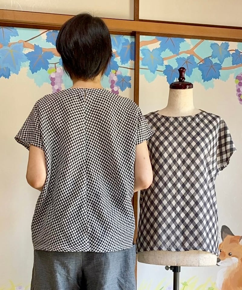 着物リメイク セットアップ フレンチ袖プルオーバー ワイド