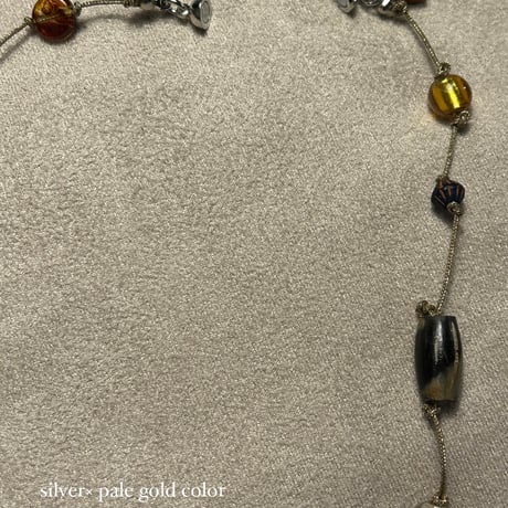 gem necklace  (⚪️silver×🟡pale gold)