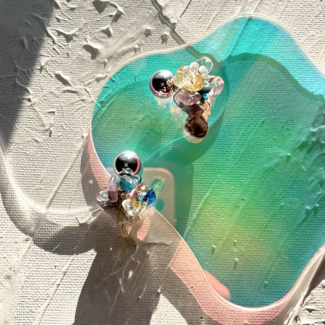 【未使用】SATOKO OISHI Ice embroidery pierce 受注生産】Satoko Oishi / strap (clear black) | JURK