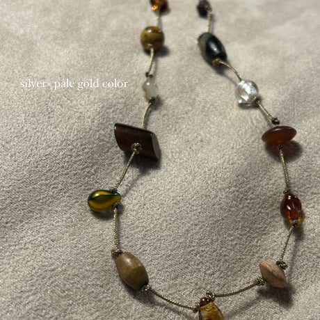 gem necklace  (⚪️silver×🟡pale gold)
