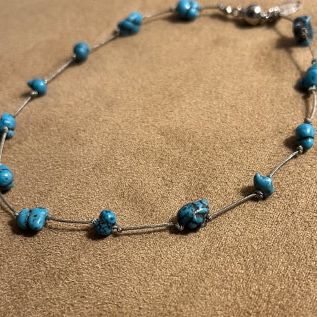 🔵gem necklace (turquoise) 金具シルバーカラー