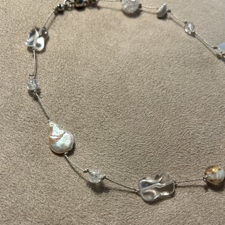 gem necklace (⚪️silver×◯clear)