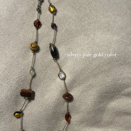 gem necklace  (⚪️silver×🟡pale gold)