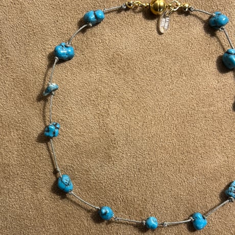 🔵gem necklace (turquoise) 金具ゴールドカラー