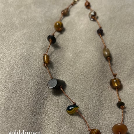 gem necklace  (🟡gold×🟤brown)