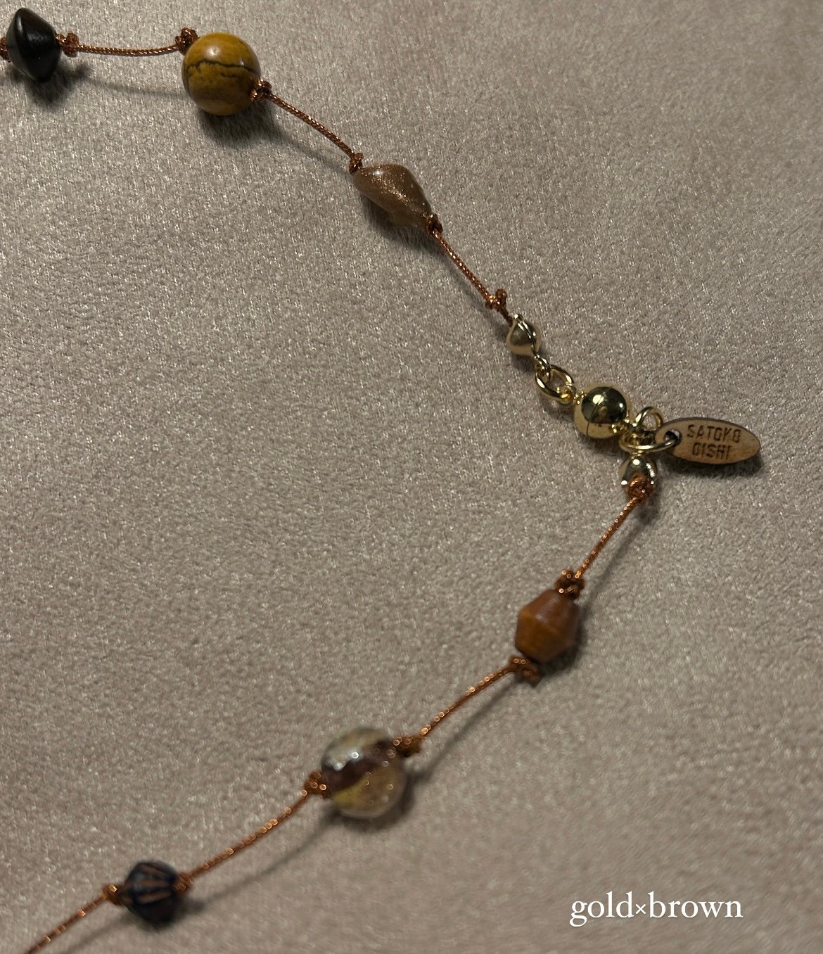 新品Satoko Oishi ピアス　ブラウン gem necklace (🟡gold×🟤brown) | SATOKO OISHI