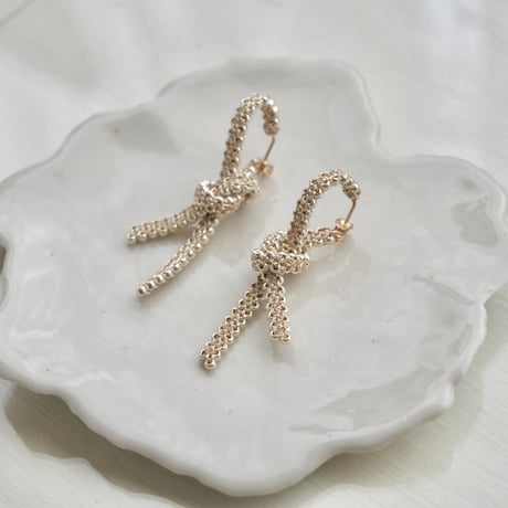 銀糸リボンピアス（両耳）